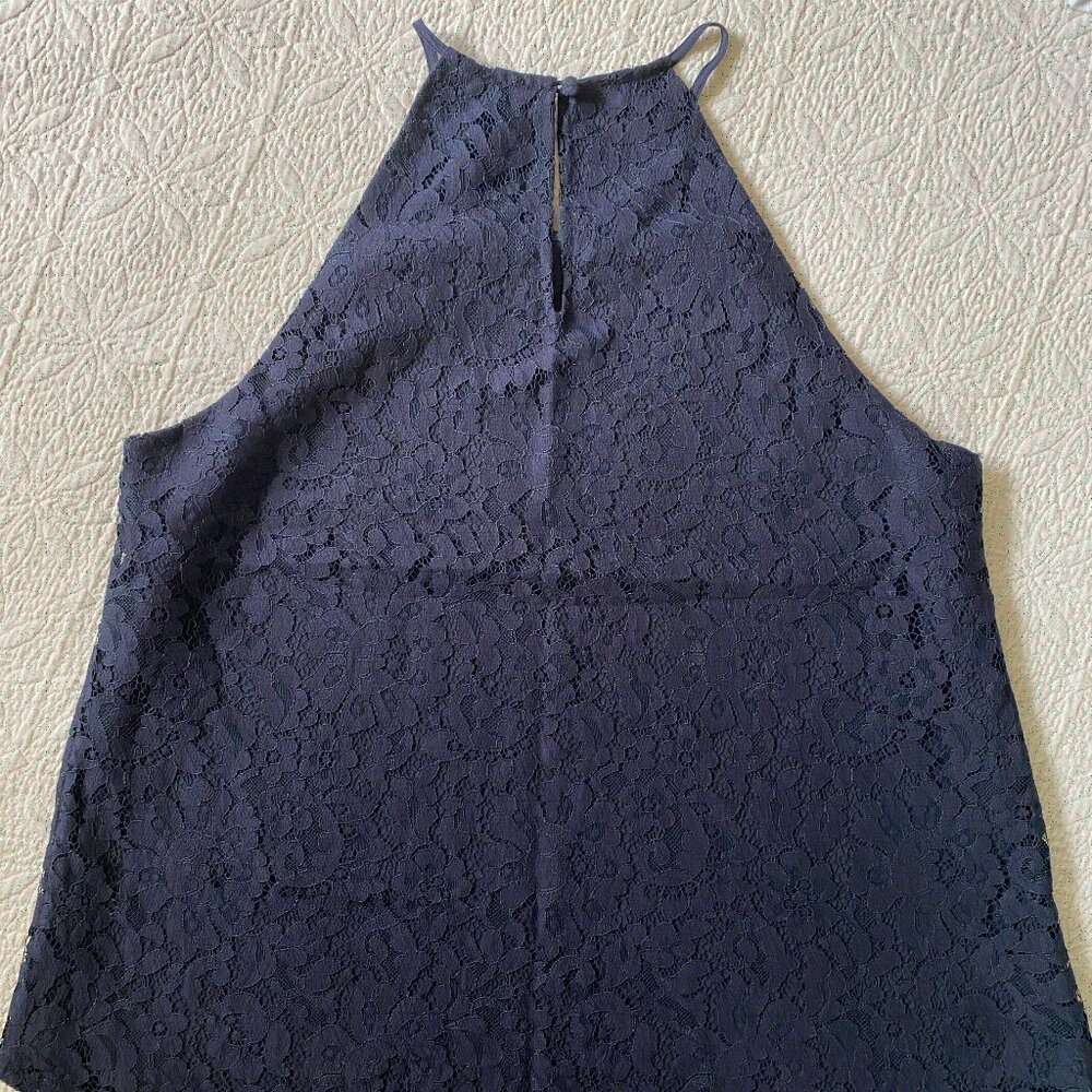Joie Navy Blue Lace Halter Cut Tank Blouse Women's Size XS